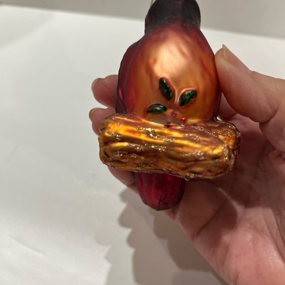 Old World Christmas Red Bird on branch ornament size 3.5” Shimmery - Picture 7 of 7